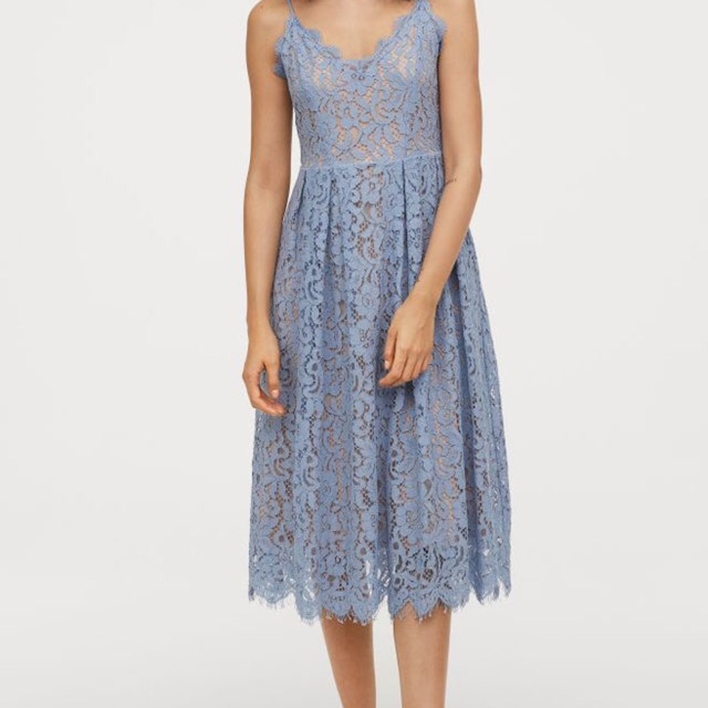 H&M Blue Lace Midi Dress